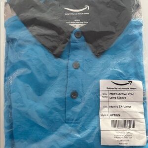 Men's Blue and Black Long Sleeve Polo Amazon work shirt 3x large